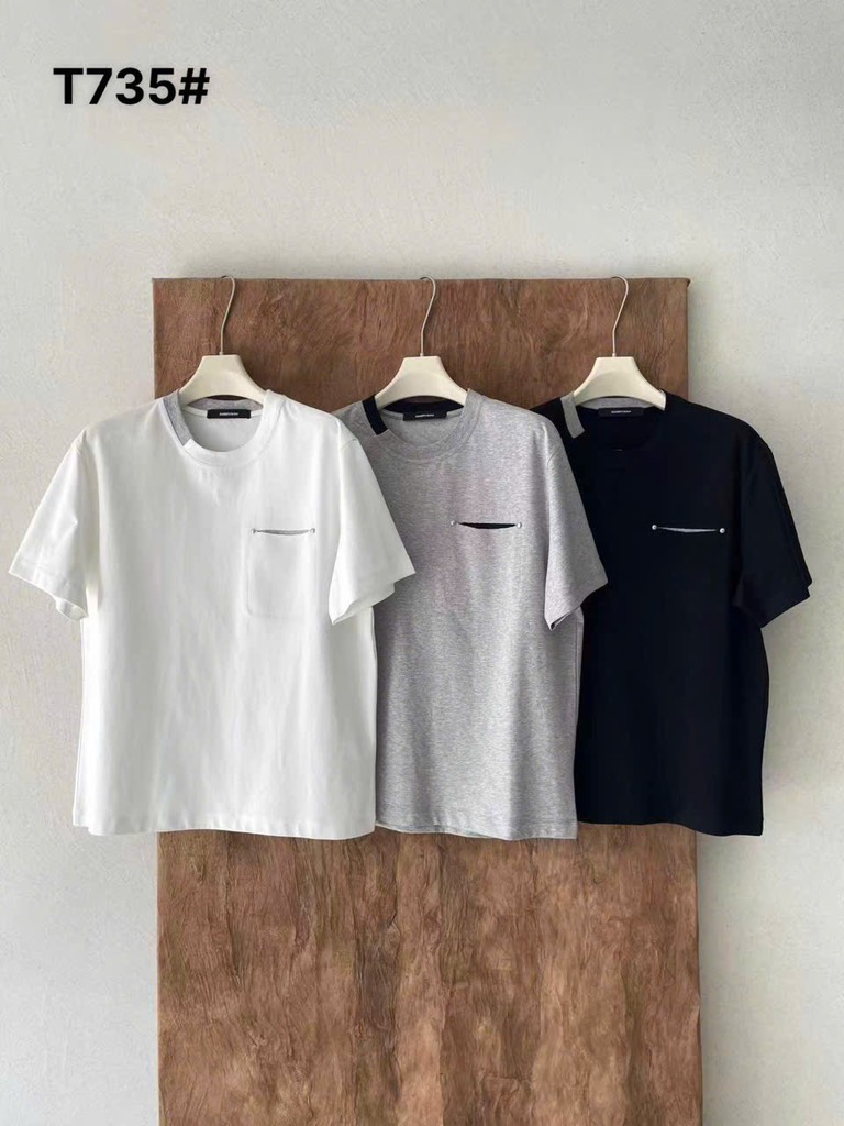 Áo thun 735 trắng xám