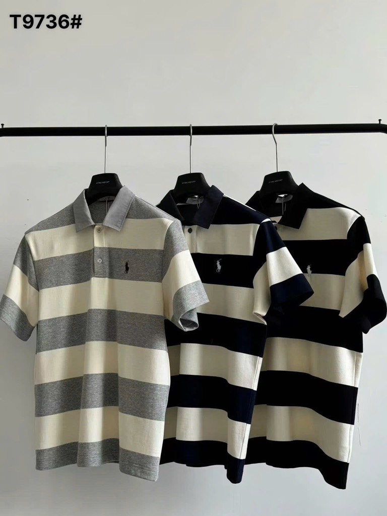 Áo polo sọc 9736 xám-đen