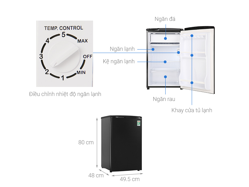 Tủ lạnh Aqua 90 lít AQR-D99FA (BS)
