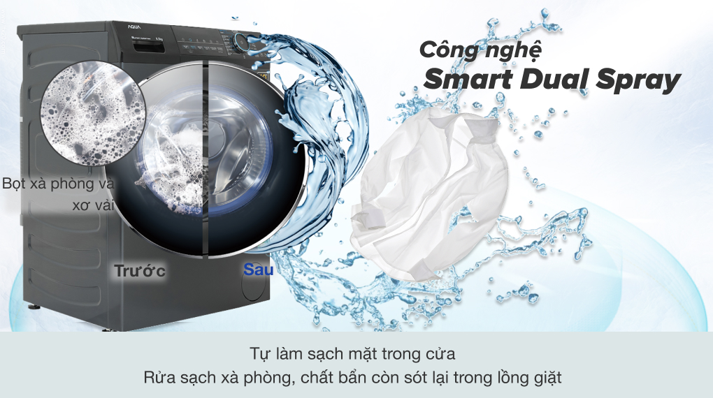 Máy giặt Aqua Inverter 8.5 Kg AQD-A852J.BK