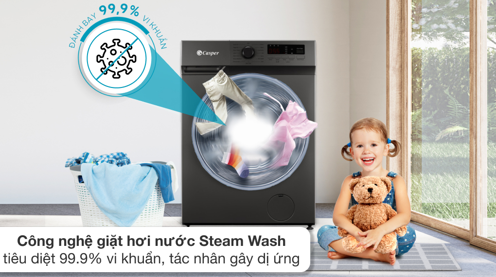 Máy giặt Casper Inverter 9 Kg WF-9VG1