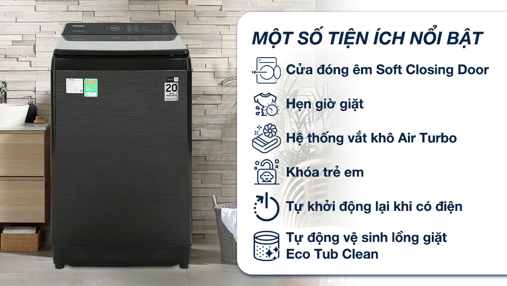 Máy giặt Samsung Inverter 12 Kg WA12CG5745BVSV