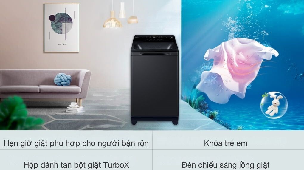 Máy giặt Aqua Inverter 10 Kg AQW-DR100JT.BK