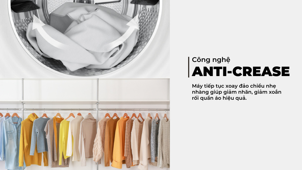 Công nghệ Anti-Crease giúp giảm nhăn cho quần áo hiệu quả