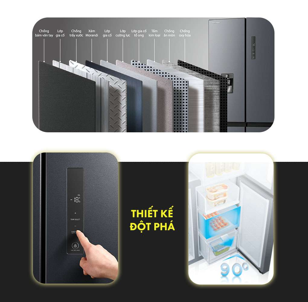 Tủ lạnh Toshiba Inverter 509 lít Multi Door GR-RF605WI-PMV(06)-MG