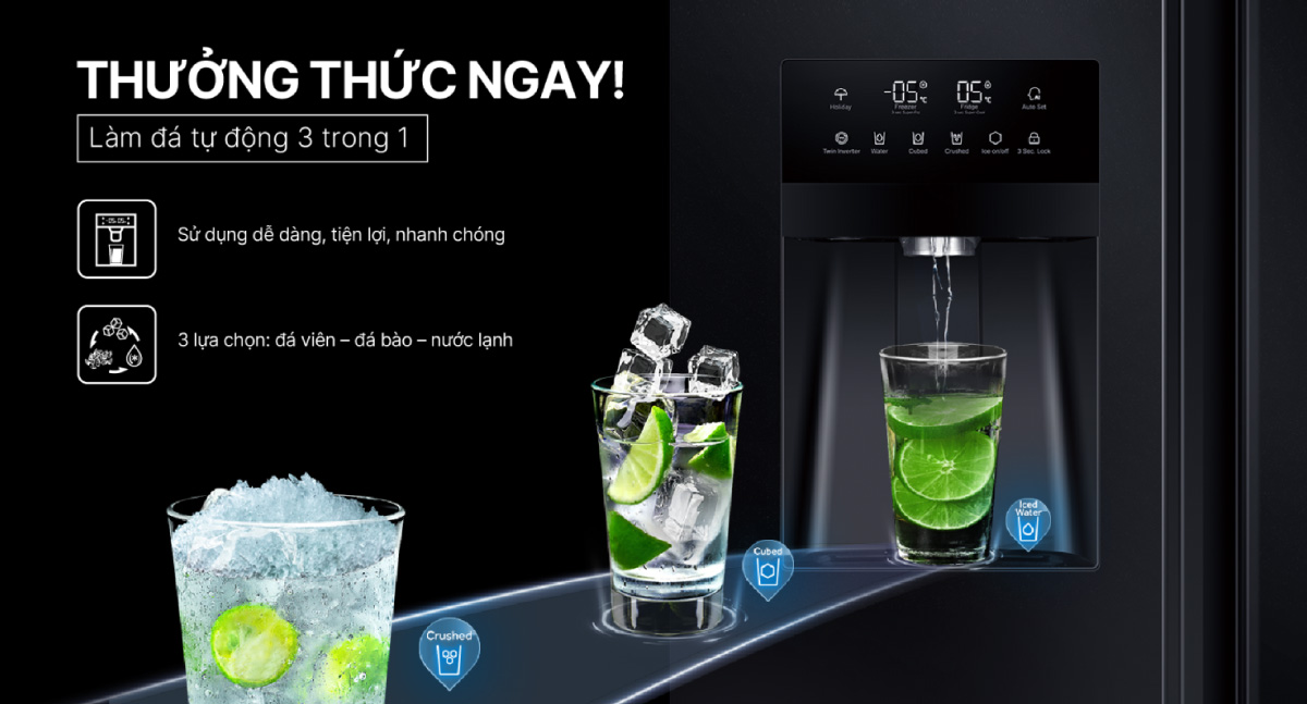 Lấy đá bên ngoài không cần mở tủ