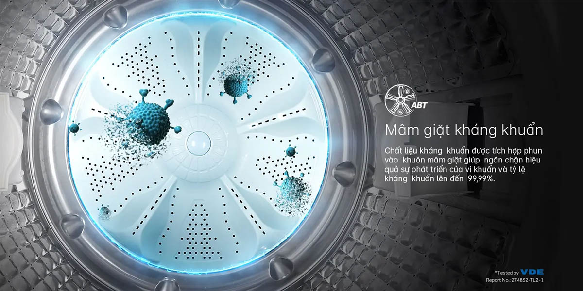 Mâm giặt kháng khuẩn ABT trên các dòng máy giặt AQUA mới