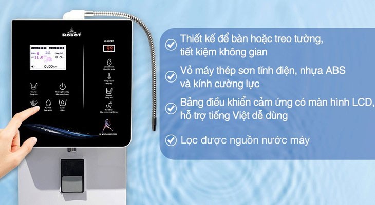 Máy lọc nước điện giải ion kiềm nóng nguội lạnh Robot IonQueen 912X 4 lõi