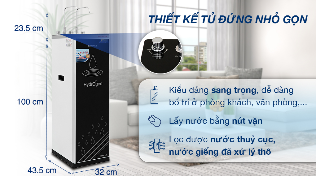 Máy lọc nước RO nóng nguội lạnh Sanaky Inverter VH102HP3 11 lõi