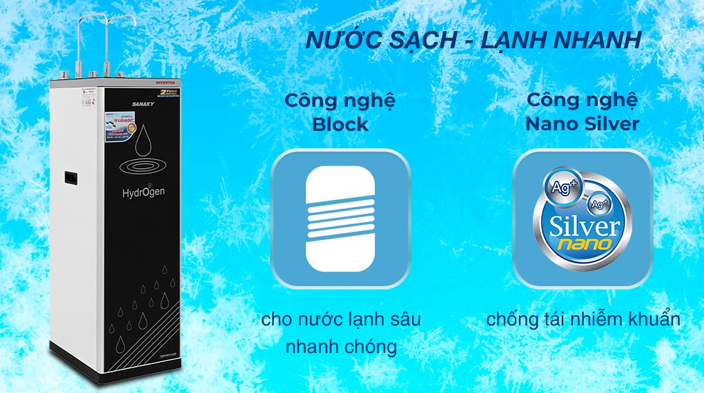 Máy lọc nước RO nóng nguội lạnh Sanaky Inverter VH102HP3 11 lõi