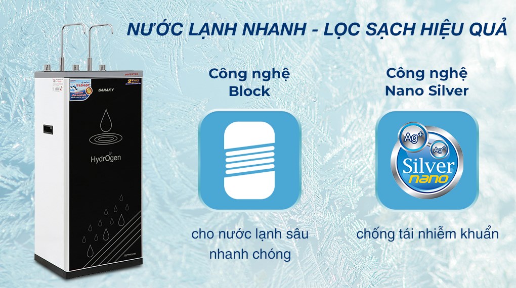 Máy lọc nước RO nóng nguội lạnh Sanaky Inverter VH-202HY3 11 lõi