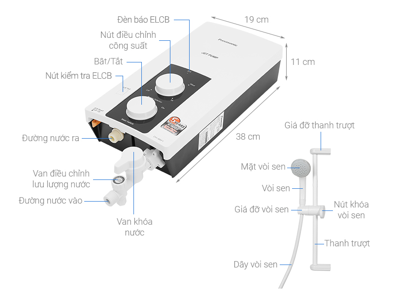Máy Nước Nóng Trực Tiếp Panasonic 4.5KW DH-4RP1VW
