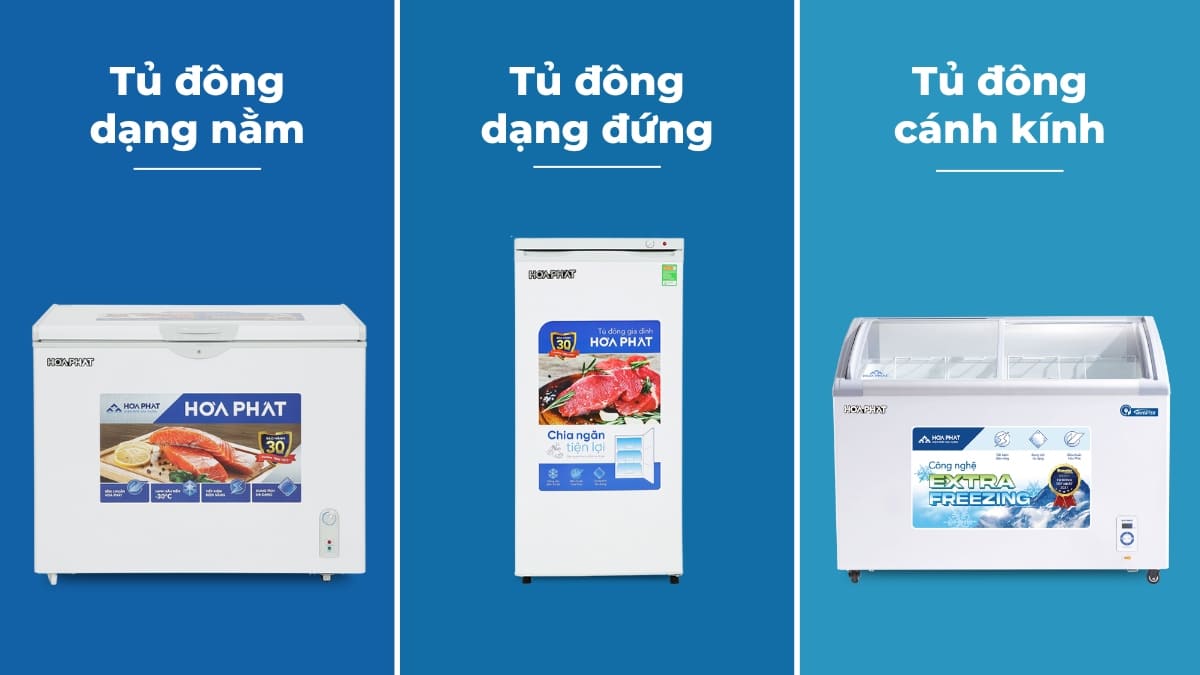 Các dạng tủ đông Hòa Phát phổ biến