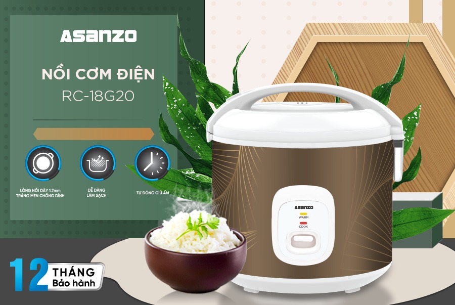 Nồi cơm điện Asanzo RC-18G20
