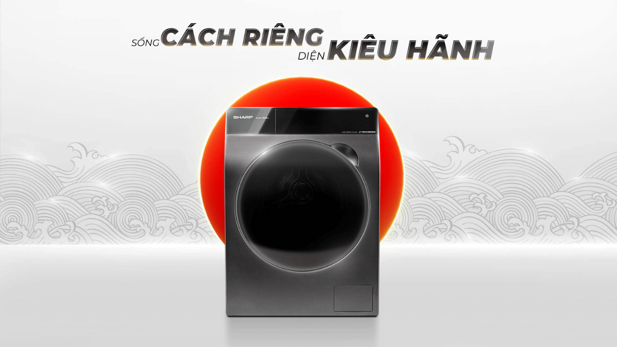 Máy giặt Sharp sở hữu thiết kế tối giản nhưng vẫn nổi bật
