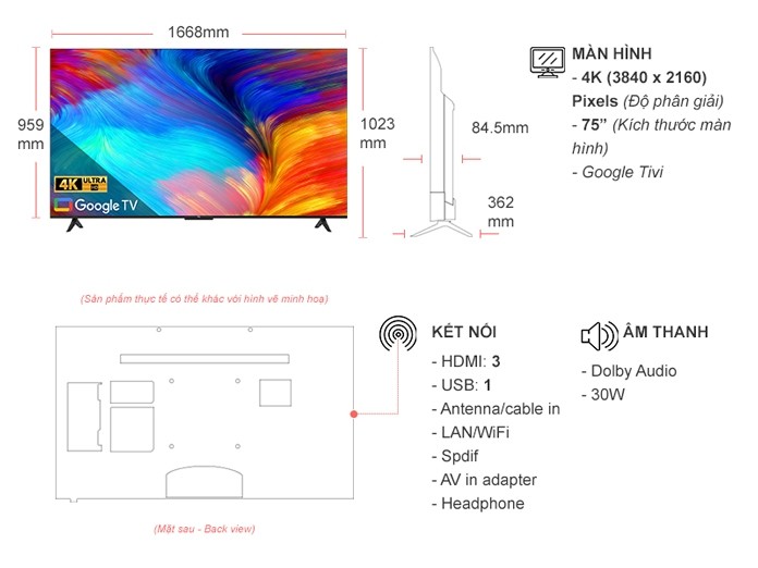 Google Tivi TCL LED 4K 75 inch 75P638