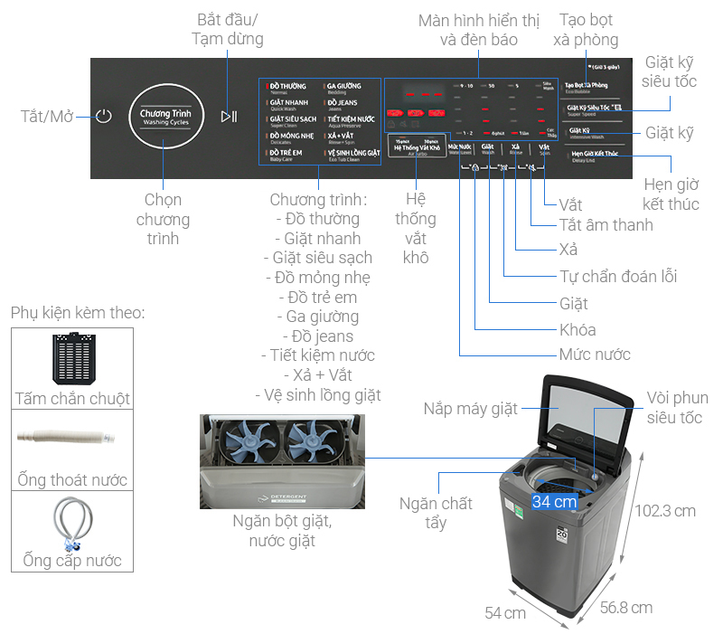 Máy giặt Samsung Inverter 9.5 Kg WA95CG4545BDSV
