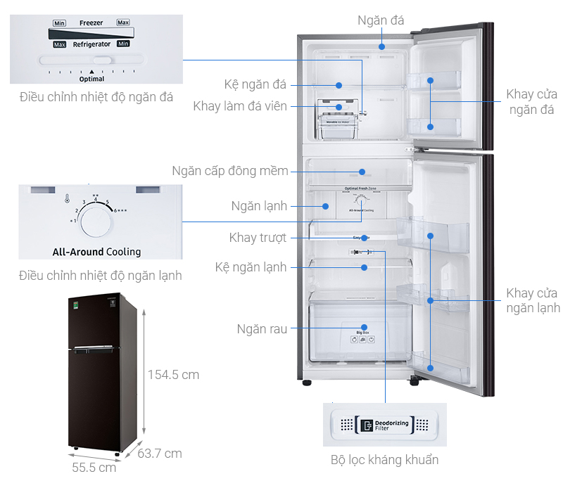 Tủ lạnh Samsung Inverter 236 lít RT22M4032BY/SV