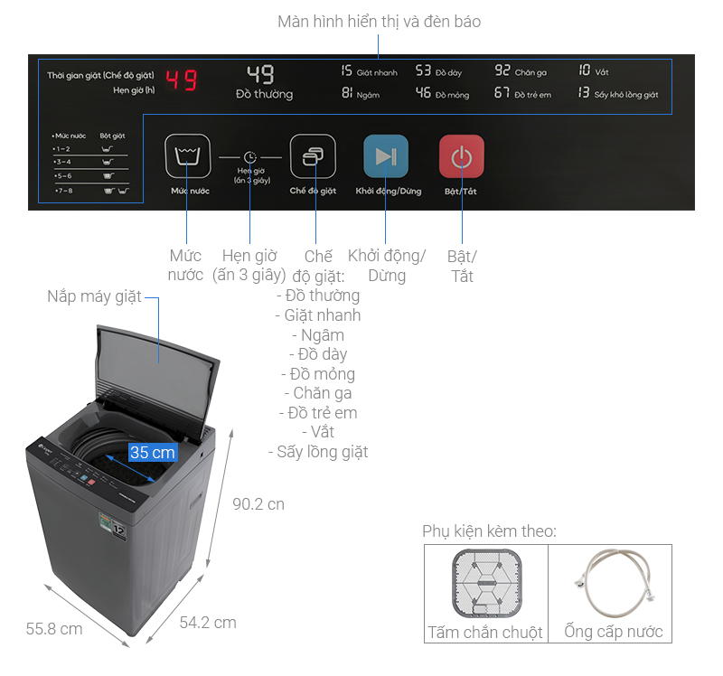 Máy giặt Casper 8 Kg WT-8NG2