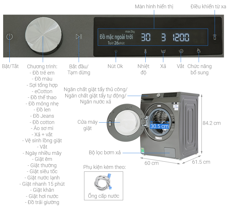 Máy giặt Samsung Inverter 9 Kg WW90T634DLN/SV