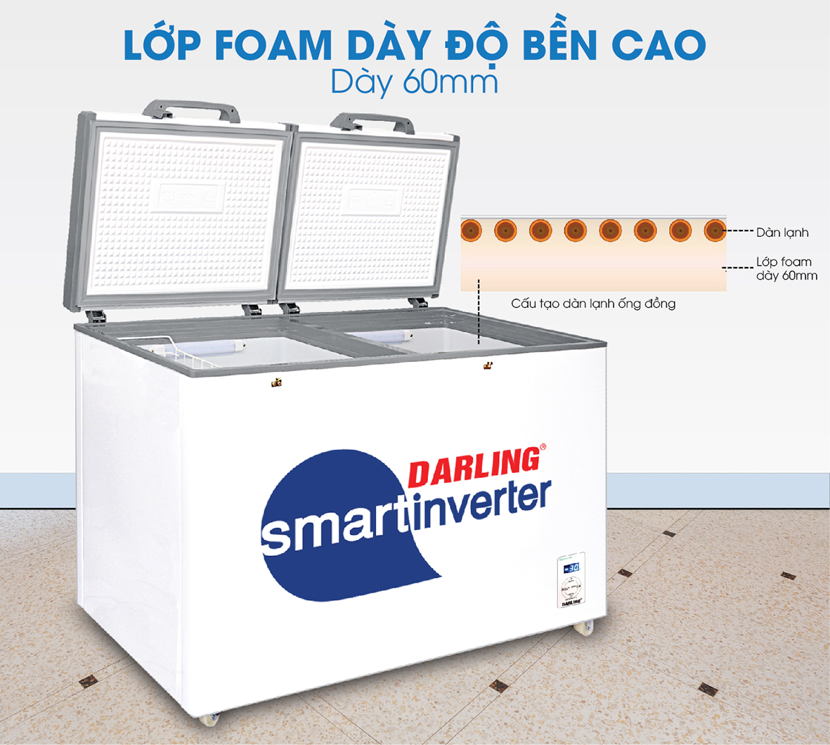 Tủ Đông Mát Darling Inverter 370 Lít DMF-3699WSI