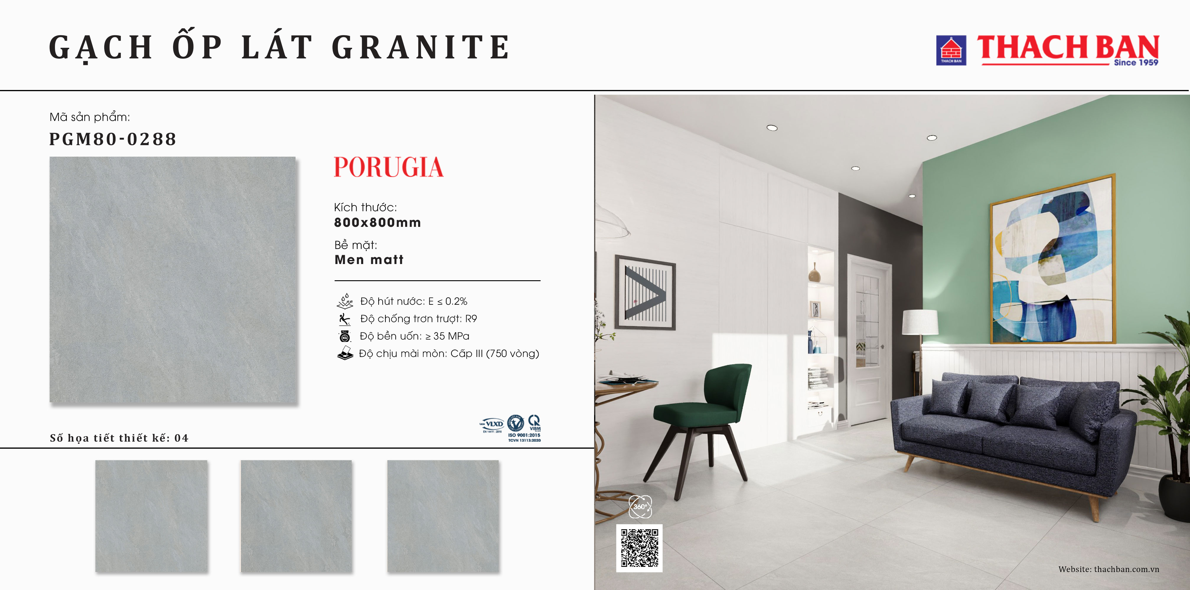 Gạch granite cao cấp Thạch Bàn PGM80-0288