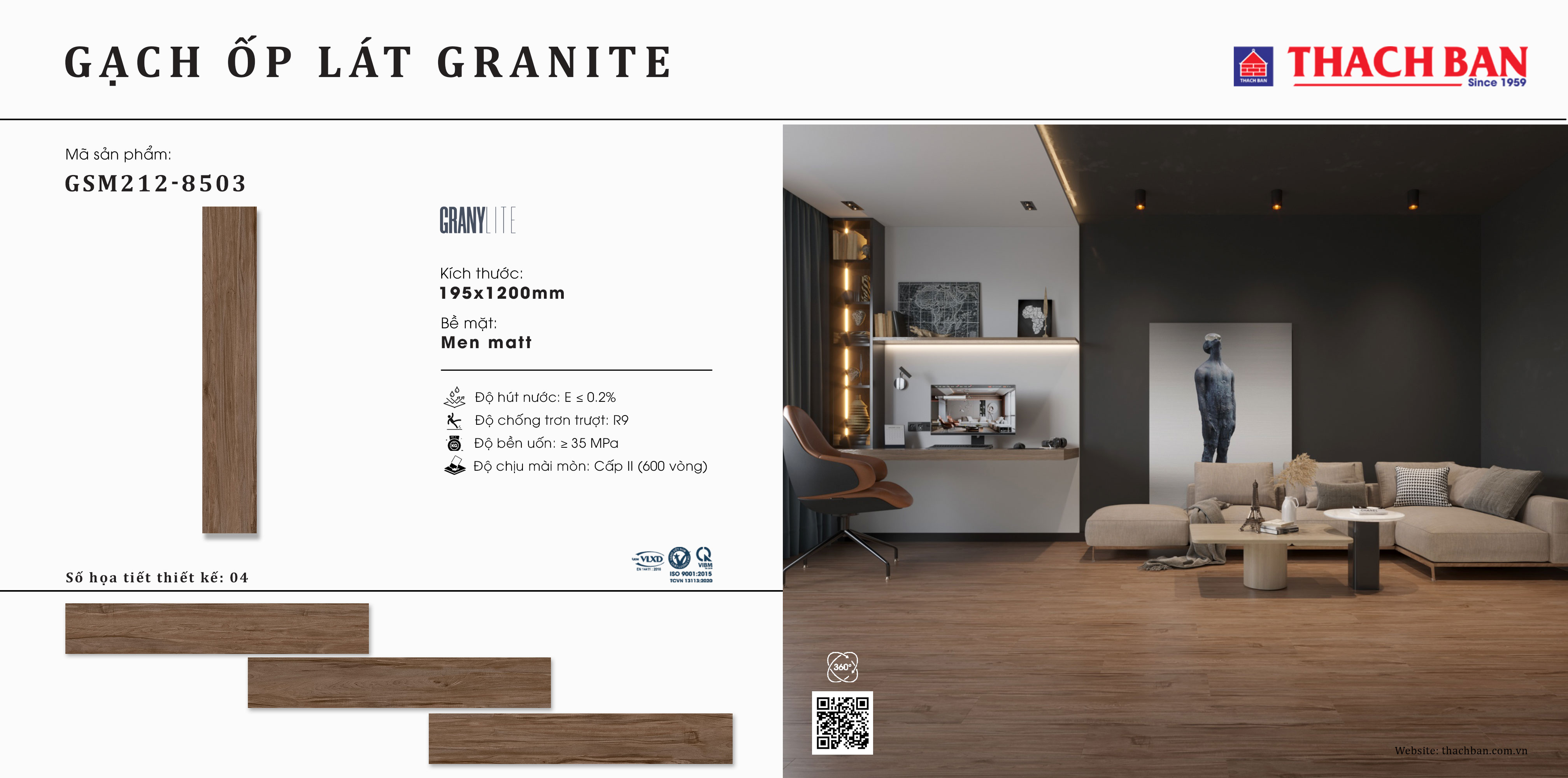 Gạch granite giả gỗ Thạch Bàn GSM212-8503