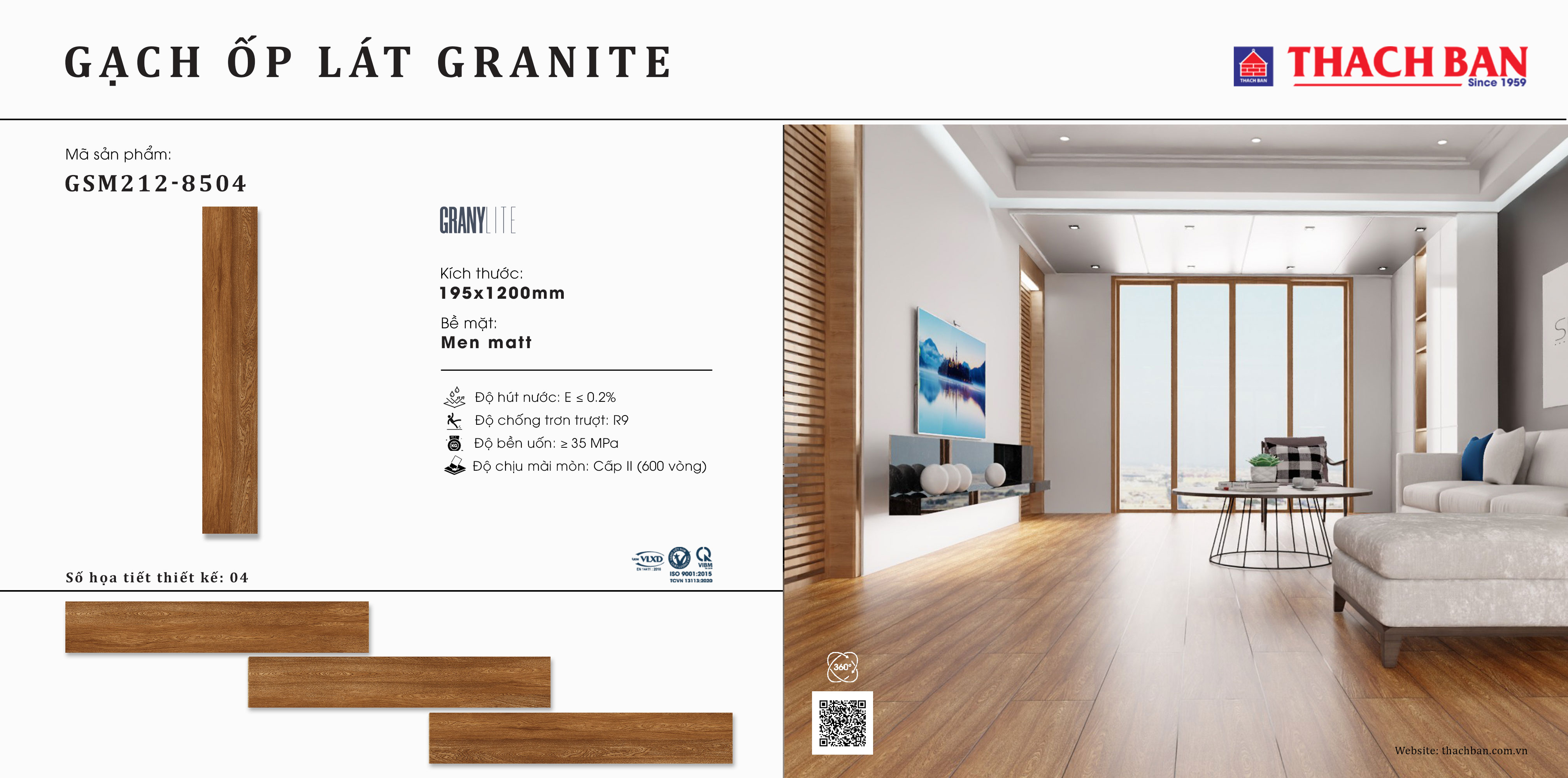 Gạch granite giả gỗ Thạch Bàn GSM212-8504