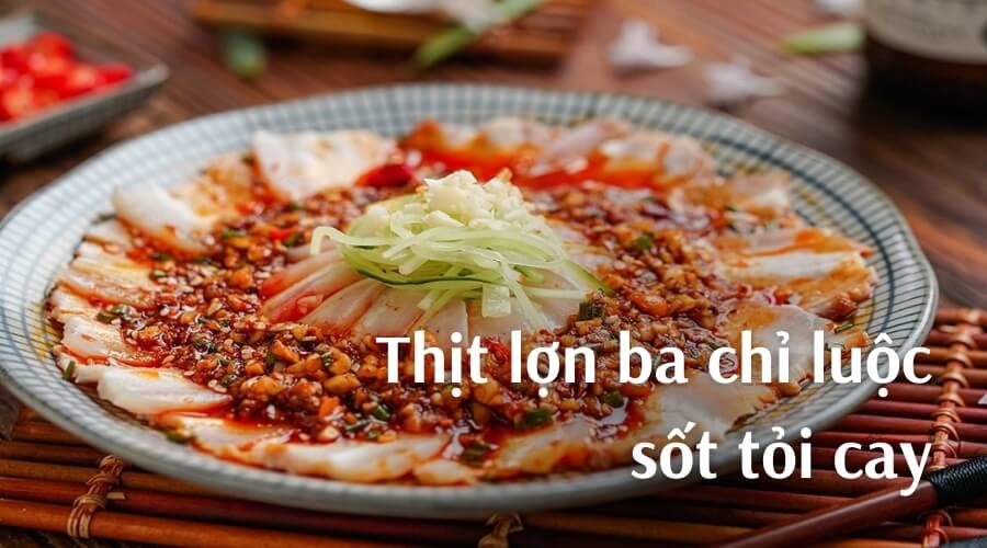 Hướng dẫn làm món thịt lợn ba chỉ luộc sốt tỏi cay