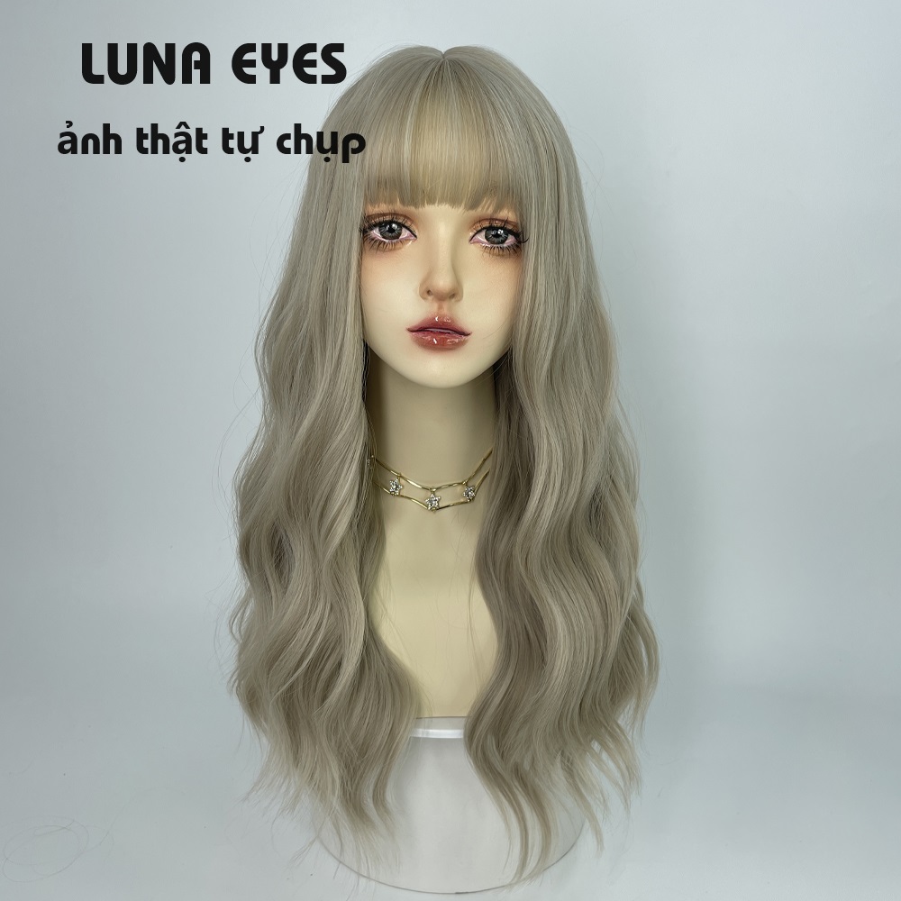 [TS333] Tóc Giả Xoăn Dài Màu Be Xám