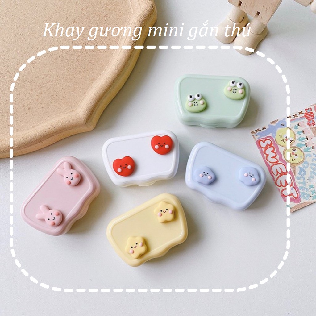 Khay Gương Mini Gắn Thú Nhiều Màu