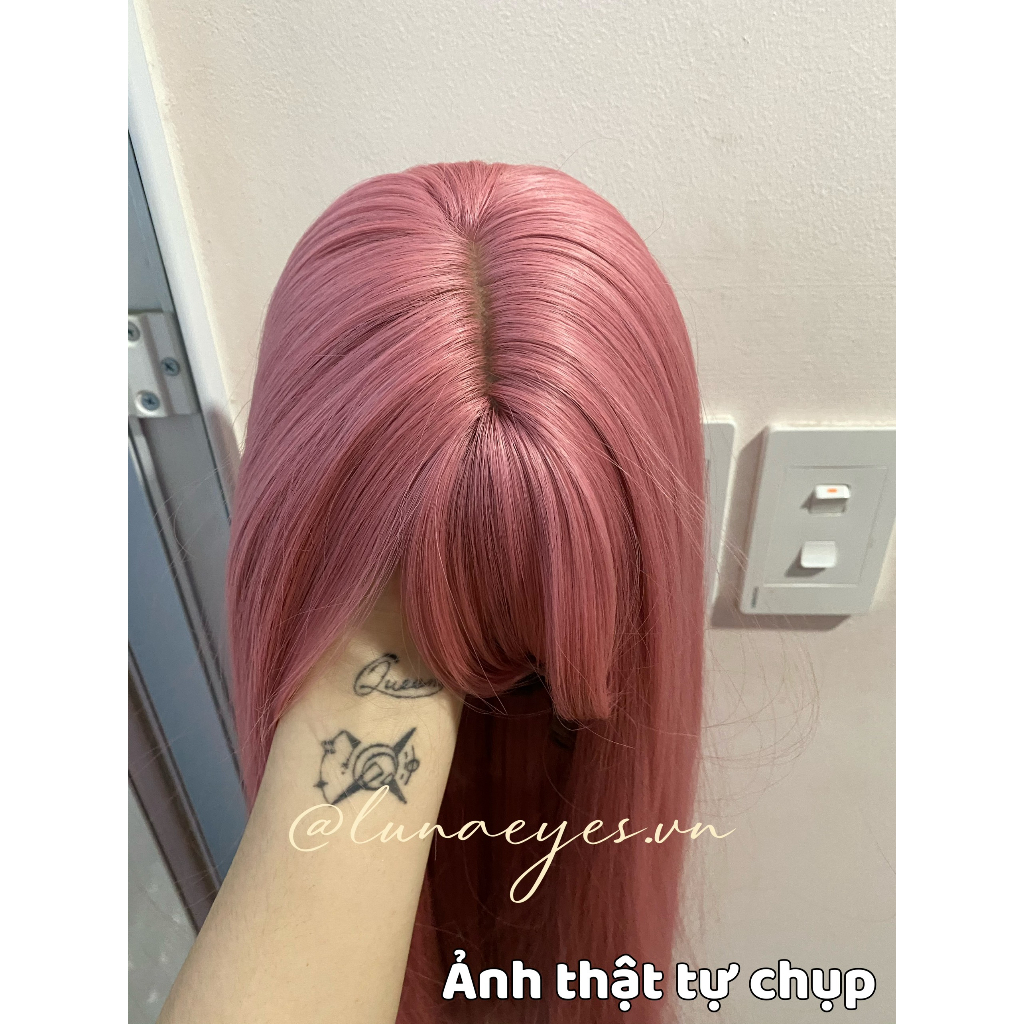 [TS133] Tóc Giả Thẳng Dài Màu Hồng Cao Cấp