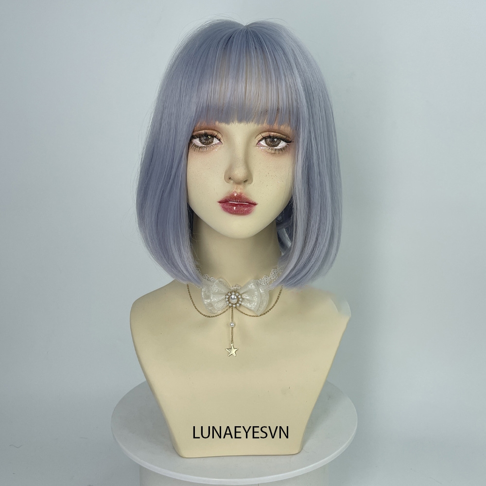 [WTHK55] Tóc Giả Vic Ngắn Màu Xanh Nhạt