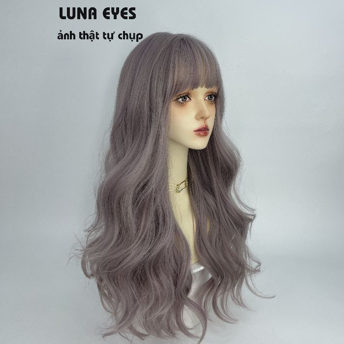 [JG126] Tóc Giả Xoăn Dài Màu Xám Tím