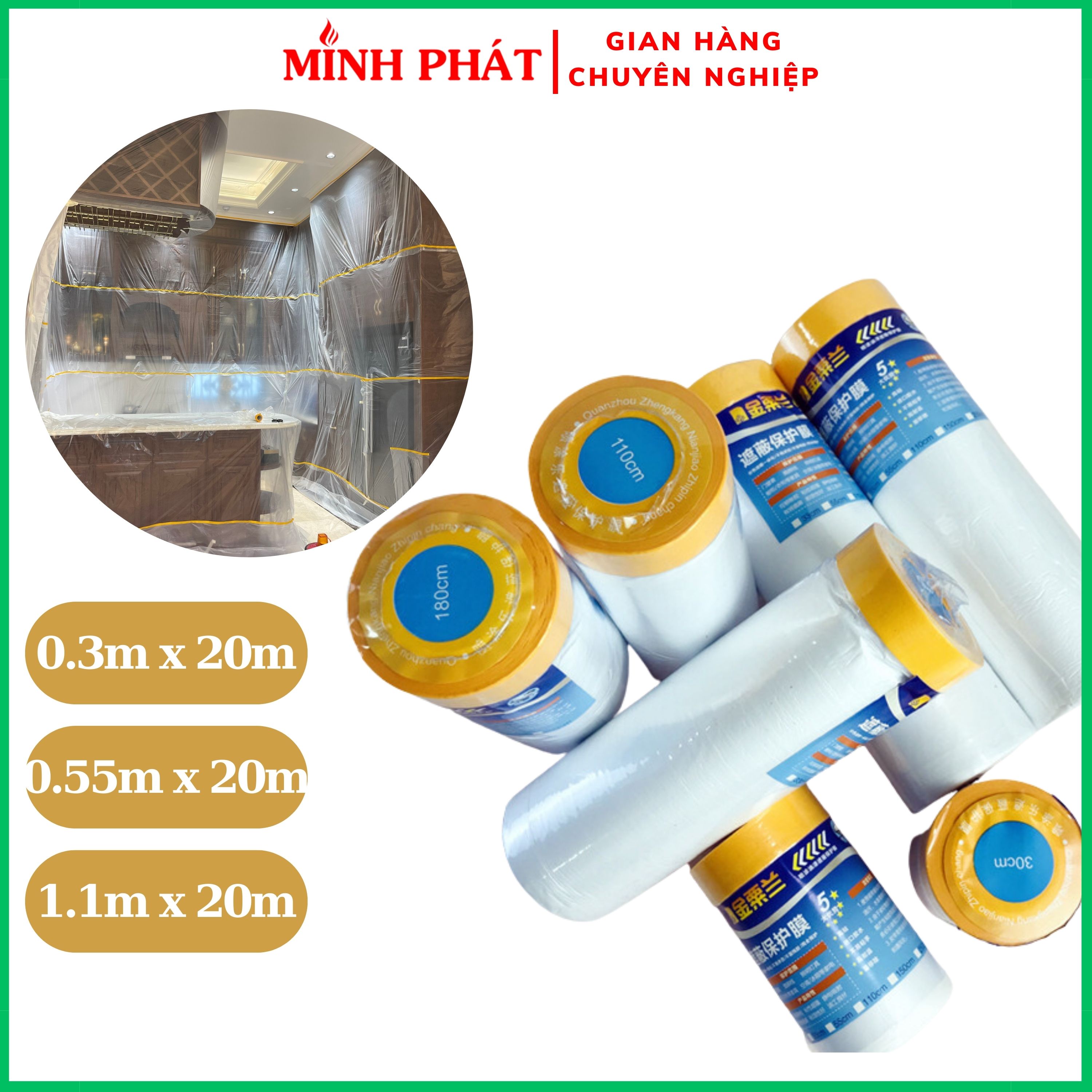 Màng Keo Nilon Hỗ Trợ Che Chắn Khi Phun Sơn Tường Cải Thiện Nhà Cửa, Màng Che Sơn Đa Năng Minh Phát