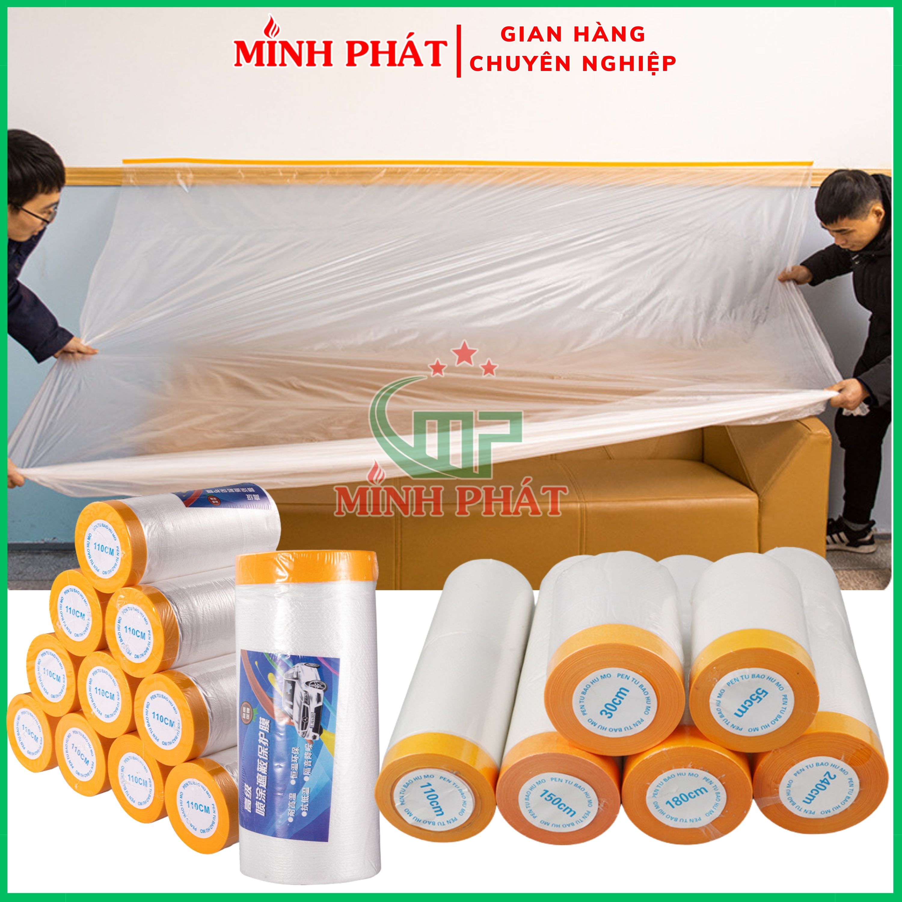 Màng Keo Nilon Hỗ Trợ Che Chắn Khi Phun Sơn Tường Cải Thiện Nhà Cửa, Màng Che Sơn Đa Năng Minh Phát