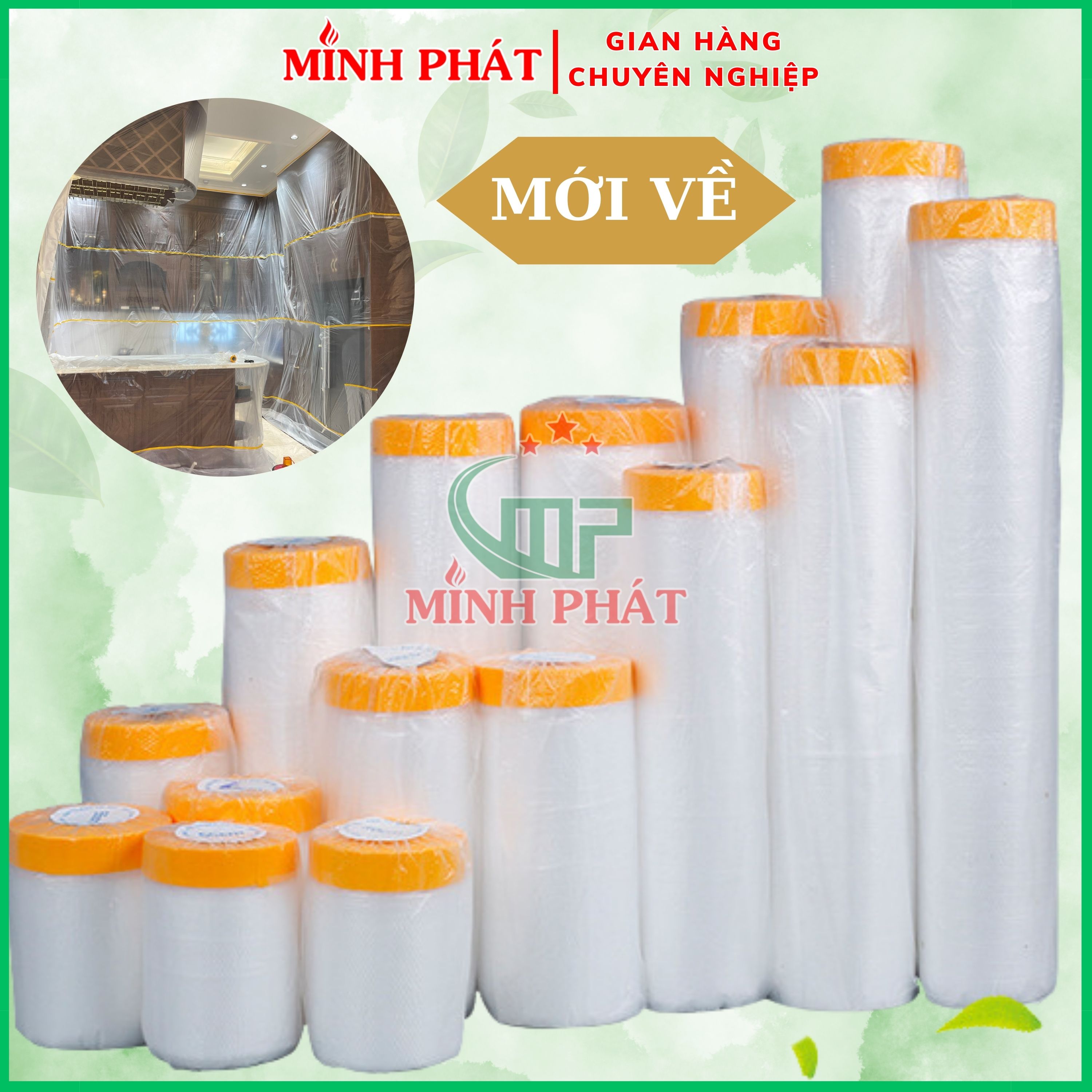 Màng Keo Nilon Hỗ Trợ Che Chắn Khi Phun Sơn Tường Cải Thiện Nhà Cửa, Màng Che Sơn Đa Năng Minh Phát