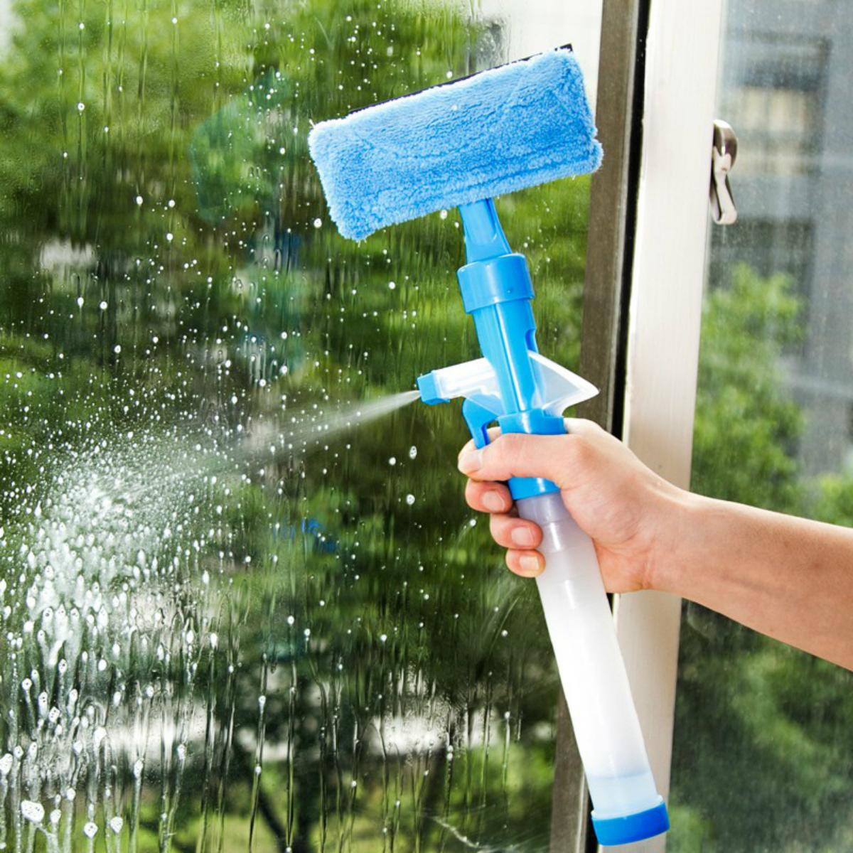 Cây Lau Kính Có Đầu Gạt Nước Kèm Bình Xịt Rửa Tích Hợp 3 Chức Năng