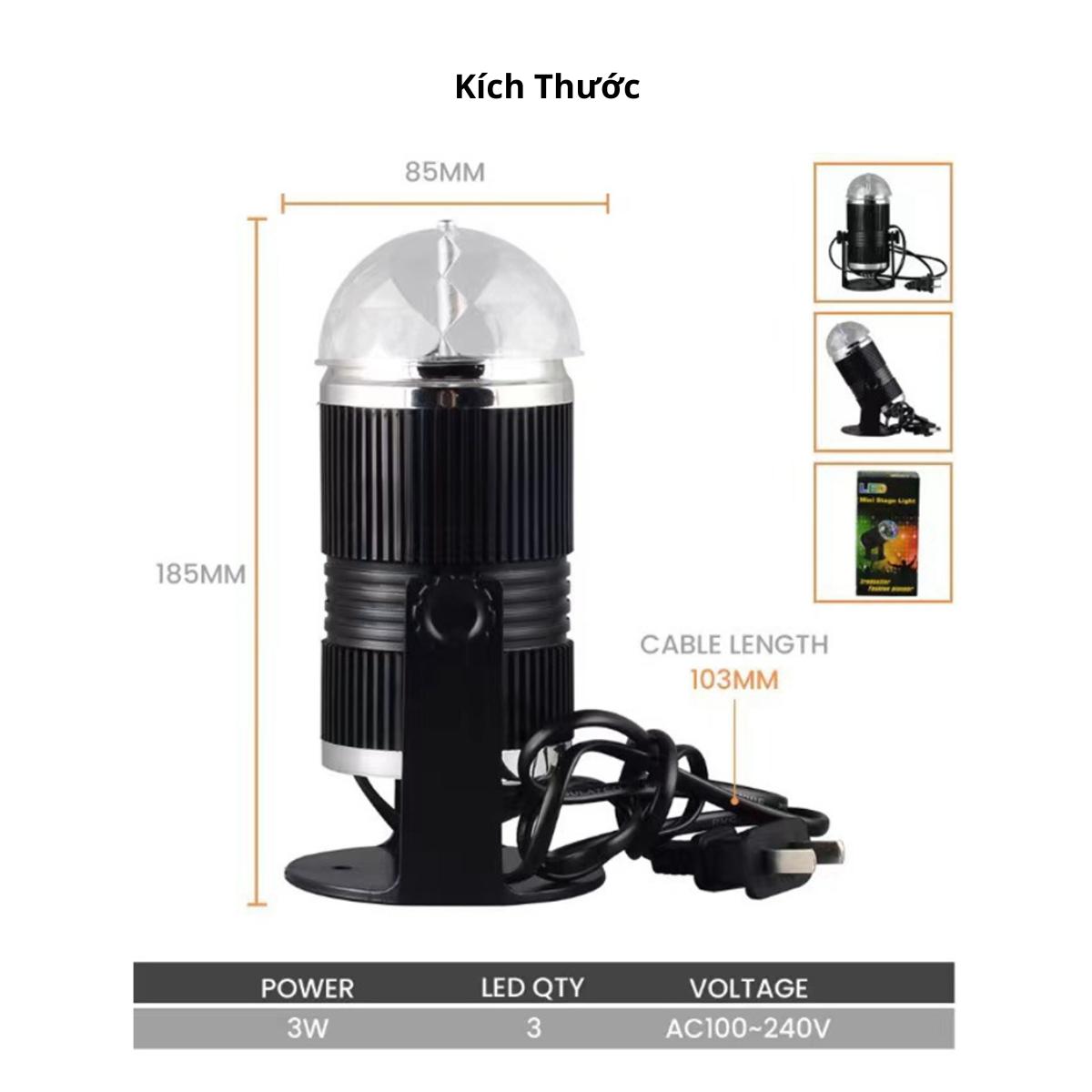 Đèn Led Trụ Xoay Màu Cảm Ứng Âm Thanh Chớp Nháy Theo Điệu Nhạc Có Thể Điều Chỉnh Được Góc Chiếu Trang Trí Nhà, Karaoke, Vũ Trường