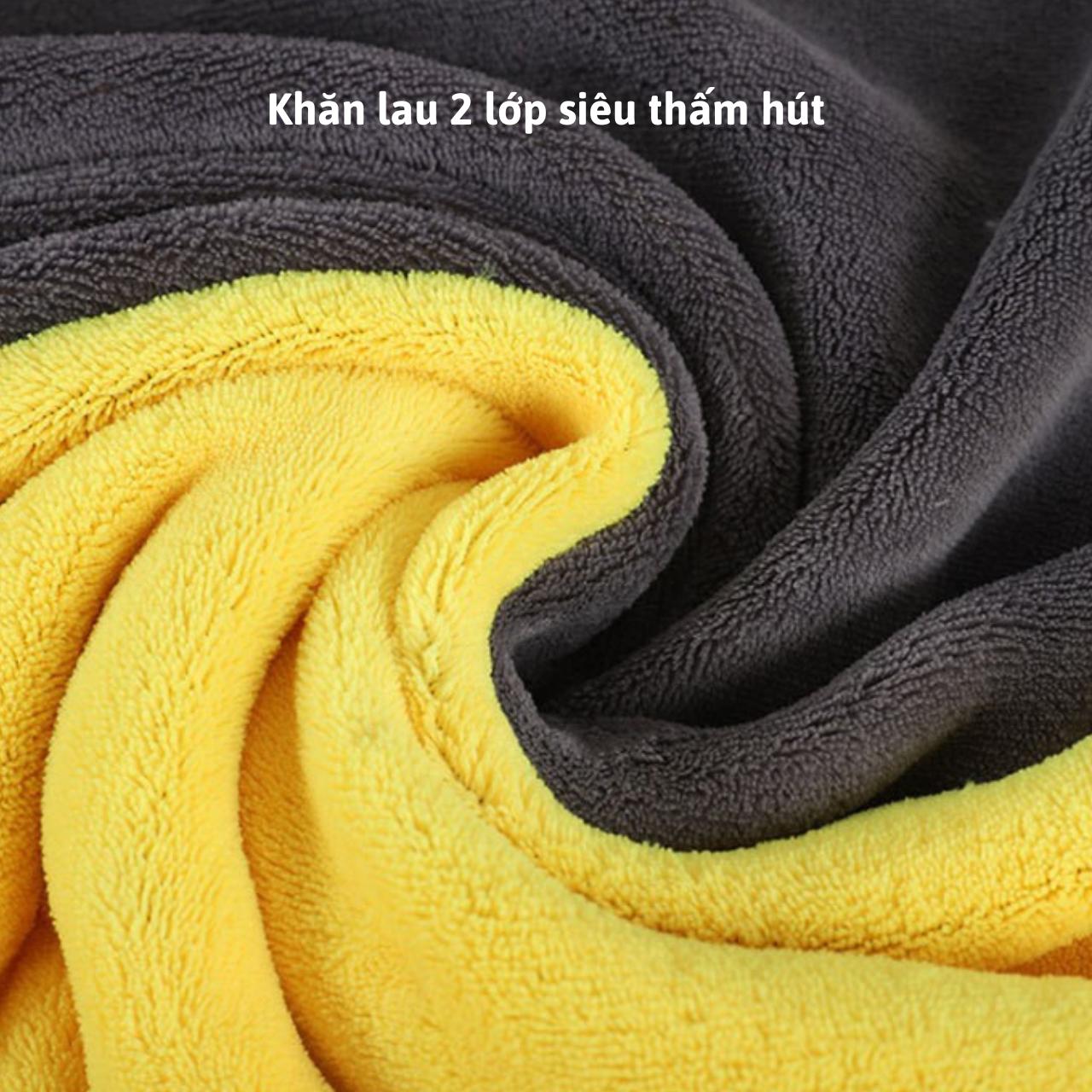 [ Loại Dày ] Khăn Lau Xe 3M Sợi Microfiber Mềm Mịn Chuyên Dụng Dùng Cho Xe Ô Tô, Xe Máy 2 Mặt Thấm Hút