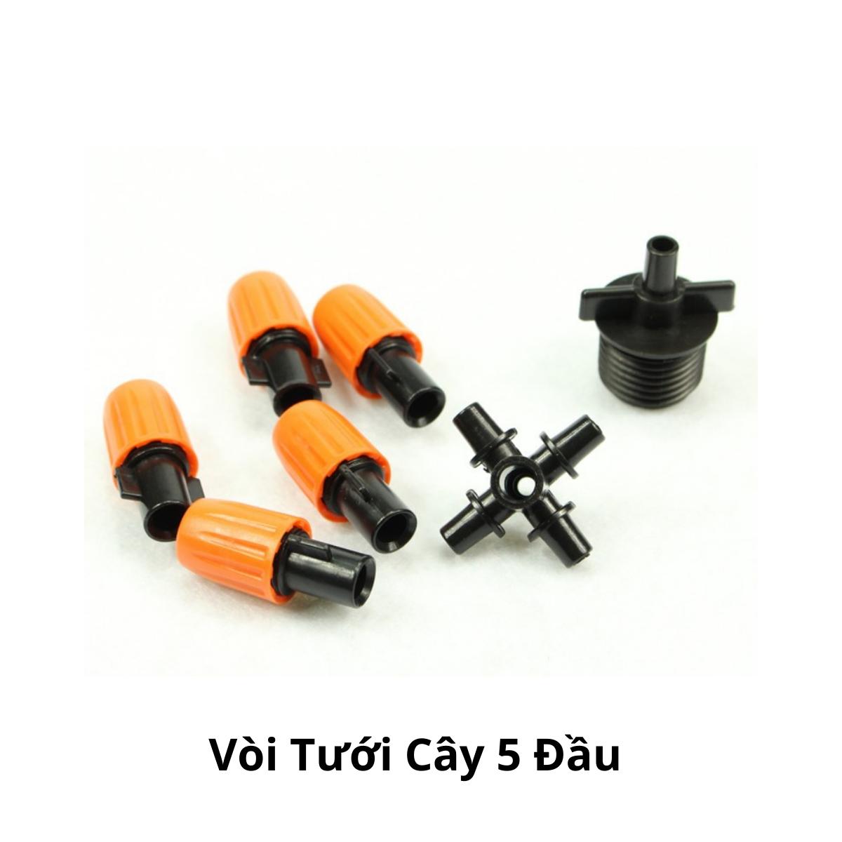 Vòi Tưới Cây 5 Đầu Gắn Trực Tiếp Kích Thước Phi 21