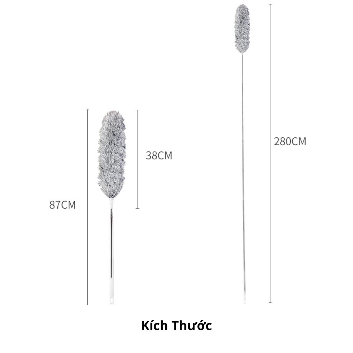 Chổi Quét Trần Nhà Lau Bụi, Mạng Nhện Trên Cao Có Thể Rút Gọn Và Điều Chỉnh Độ Dài Đến 2M8
