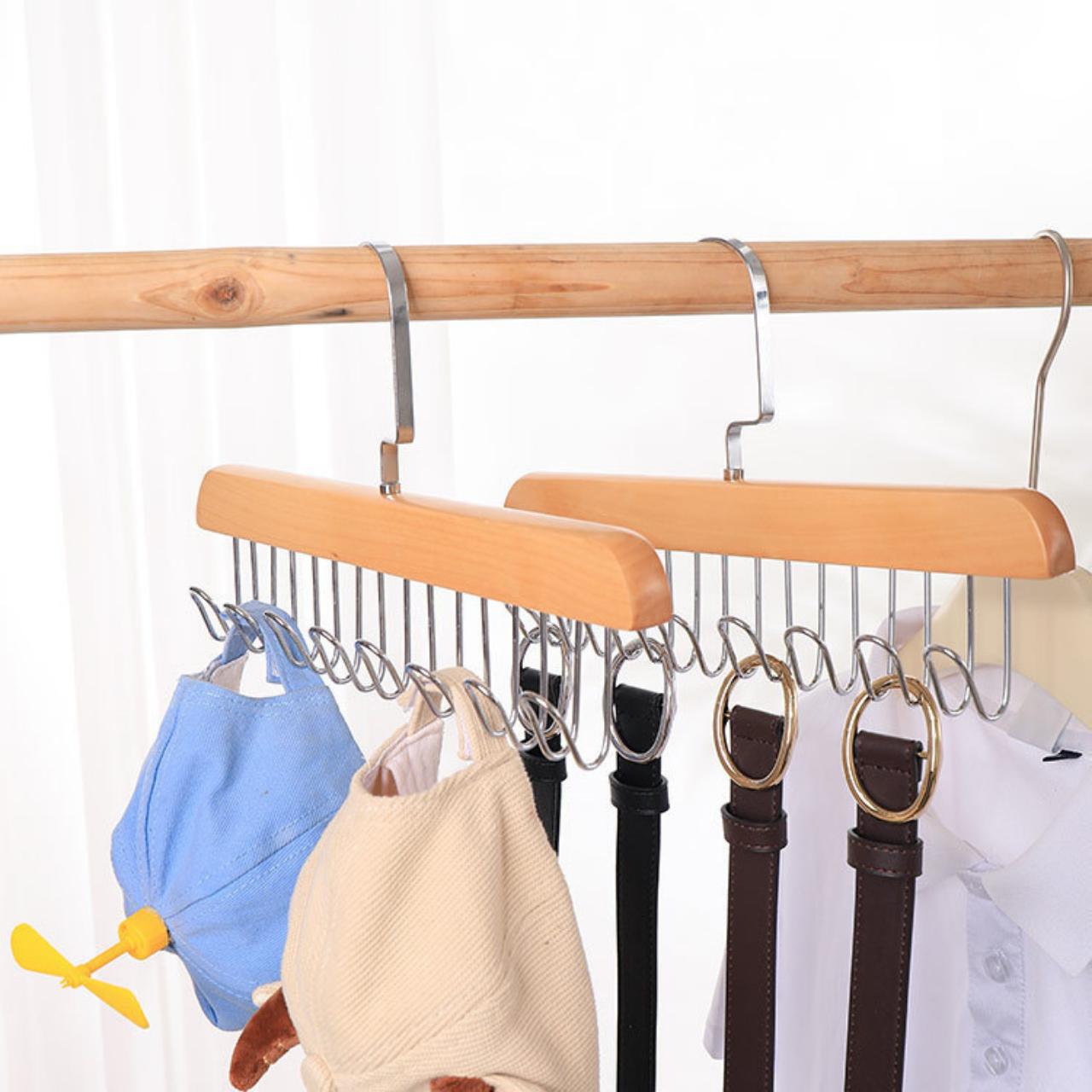 Móc Gỗ Có 8 Móc Treo Cà Vạt, Thắt Lưng, Áo Dây, Khăn Quàng