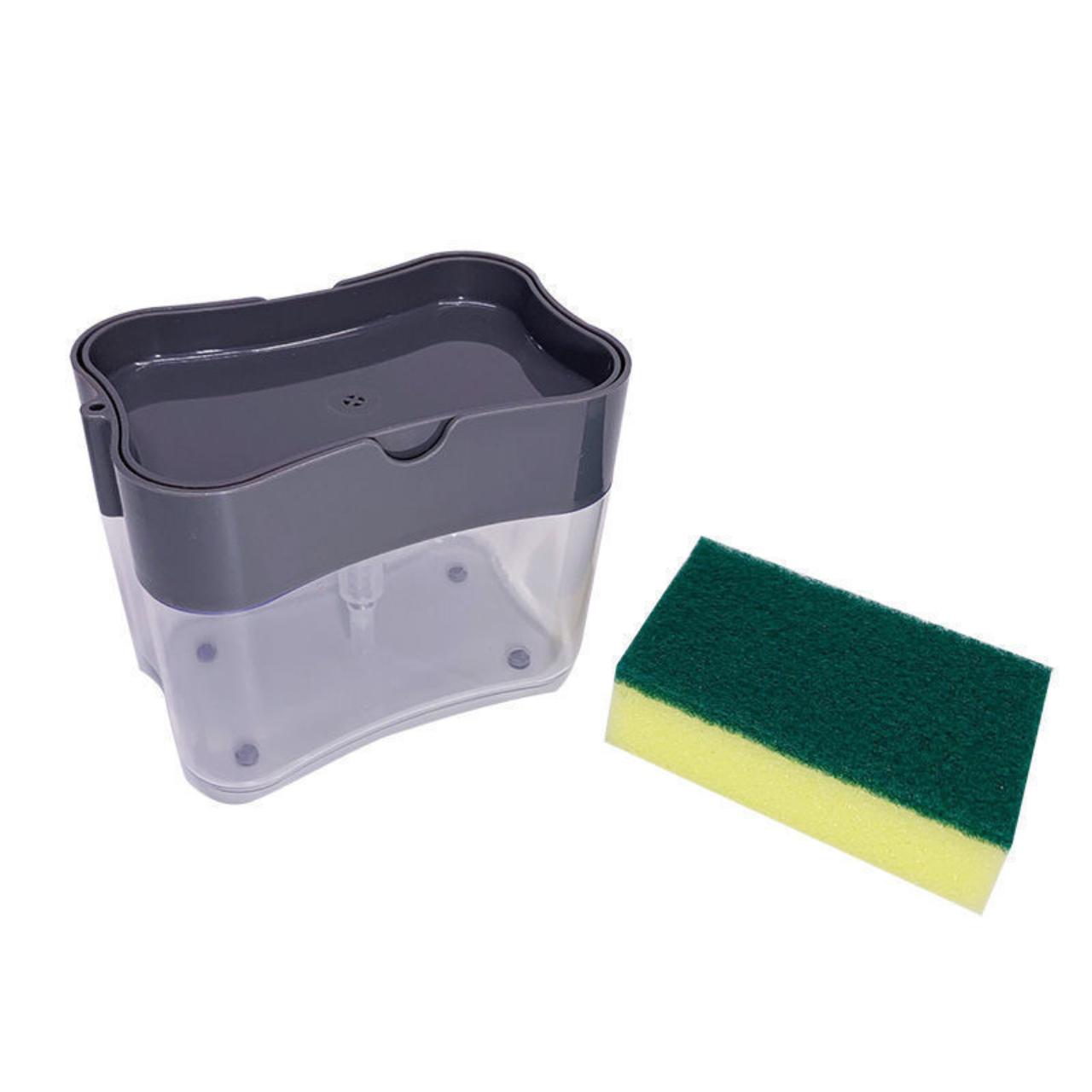 Hộp Đựng Nước Rửa Chén Có Vòi Bơm Và Khay Đựng Kèm Miếng Bọt Biển 2 In 1