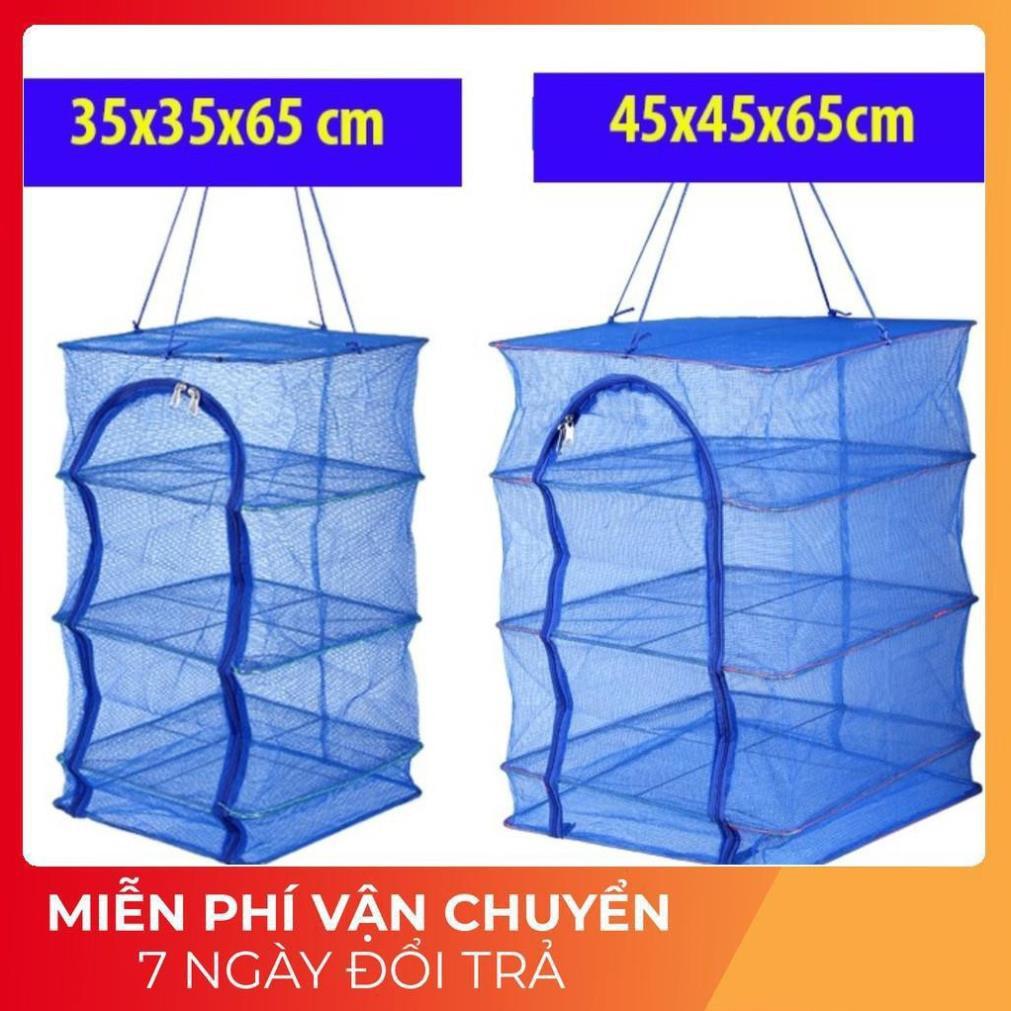 Lồng lưới phơi khô thực phẩm phơi cá chống côn trùng treo 4 tầng để phơi cá khô có thể xếp gọn