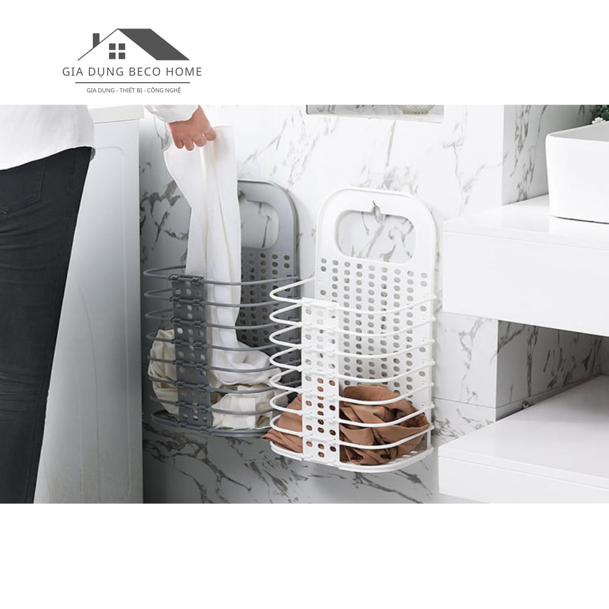 Giỏ Treo Đồ Quần Áo Gấp Gọn Kích Thước 28 x 47 x 17 cm Có Móc Dán Treo Tường