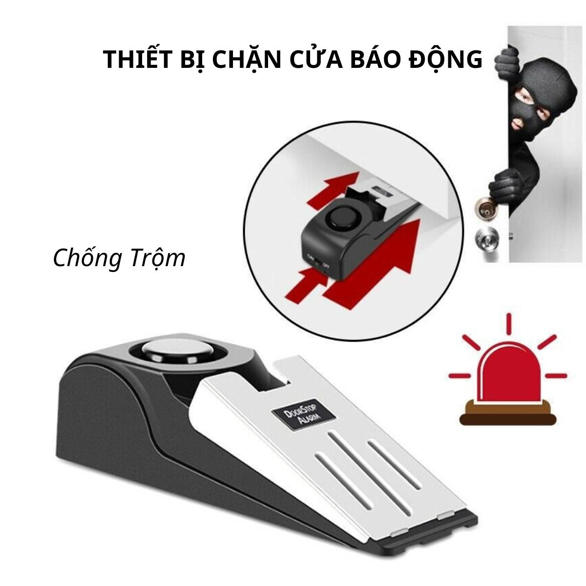 Thiết Bị Chặn Cửa Báo Động Chống Trộm Chuông Kêu To Bảo Vệ Nhà Cửa