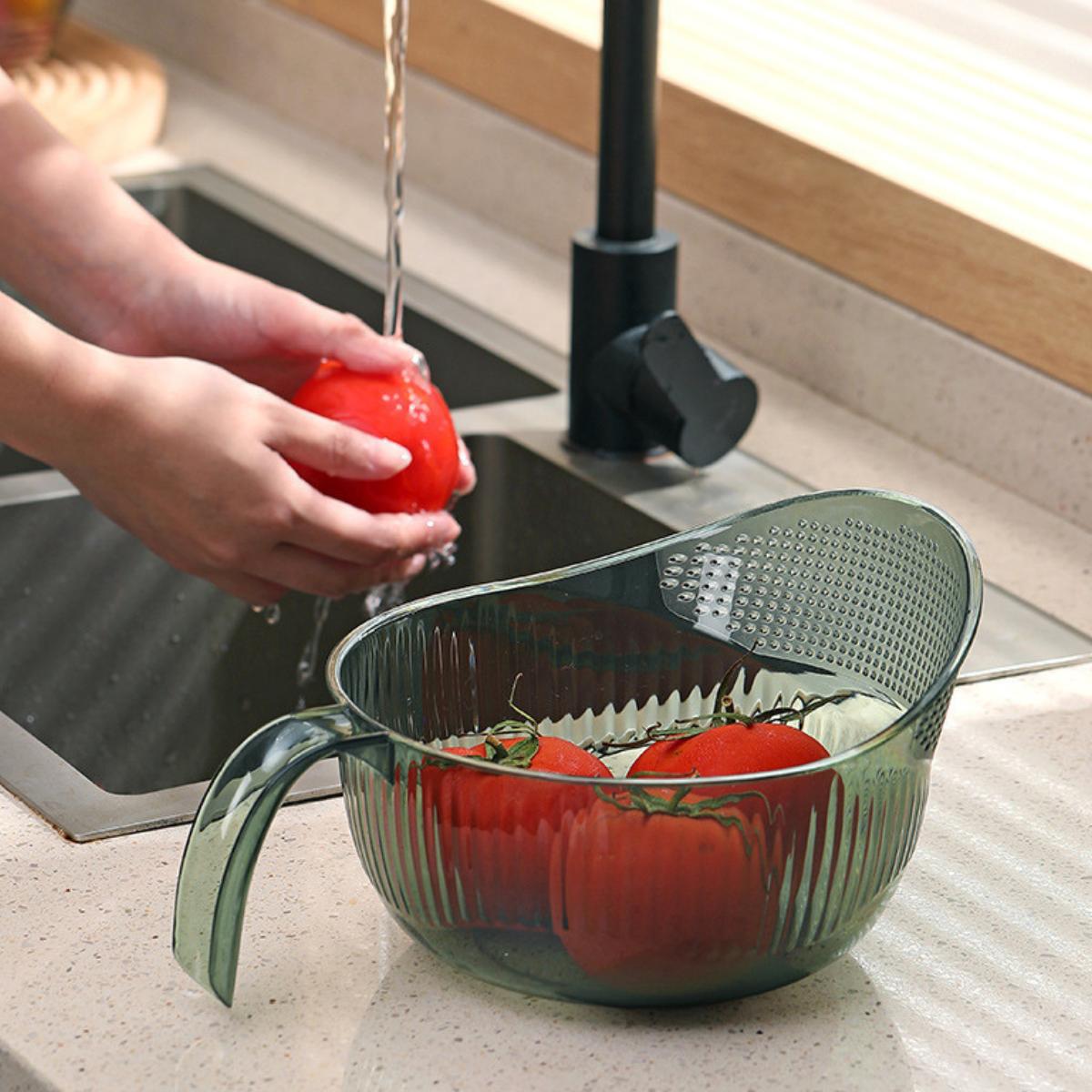 Rổ Vo Gạo, Rửa Trái Cây, Rau Củ Quả Nhà Bếp Có Lỗ Thoát Nước Và Tay Cầm