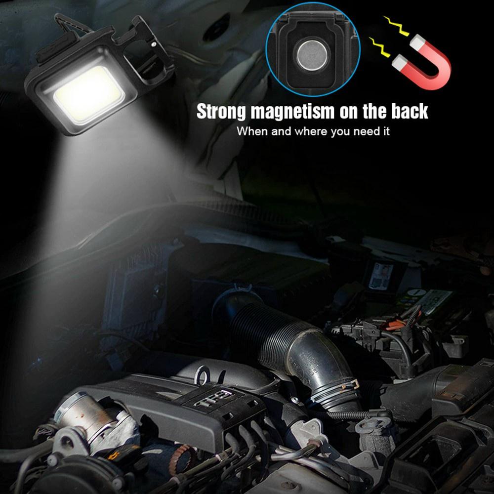 Đèn Pin Led Mini Siêu Sáng COB Có Móc Khóa Dùng Mở Nắp Chai Chế Độ Nhấp Nháy Có Sạc Usb