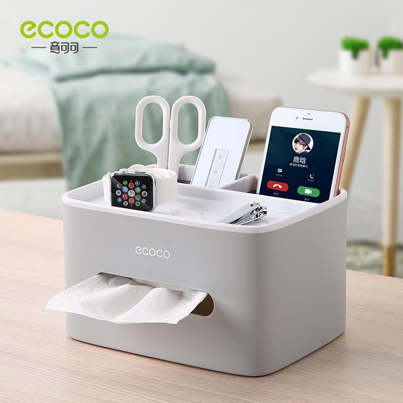 Hộp Đựng Giấy Ăn - Hộp Đựng Khăn Giấy Ecoco Có Ngăn Để Đồ, Trang Trí Nhà